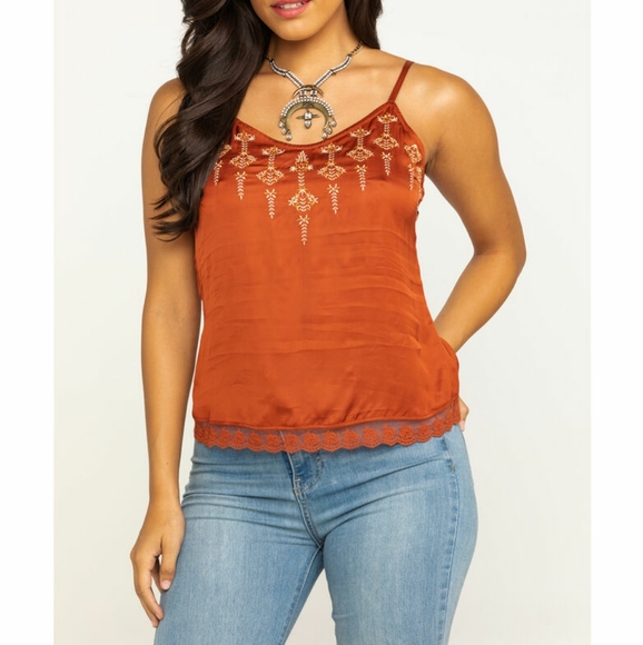 Shyanne Tops - Shyanne Copper Embroidered Top